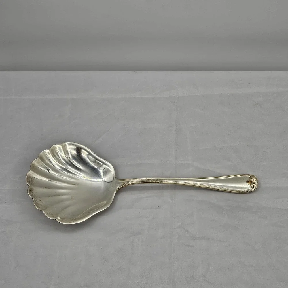 Gorham Heritage Silverplate Shell Serving Spoon Italy Scalloped Berry Nut 9in